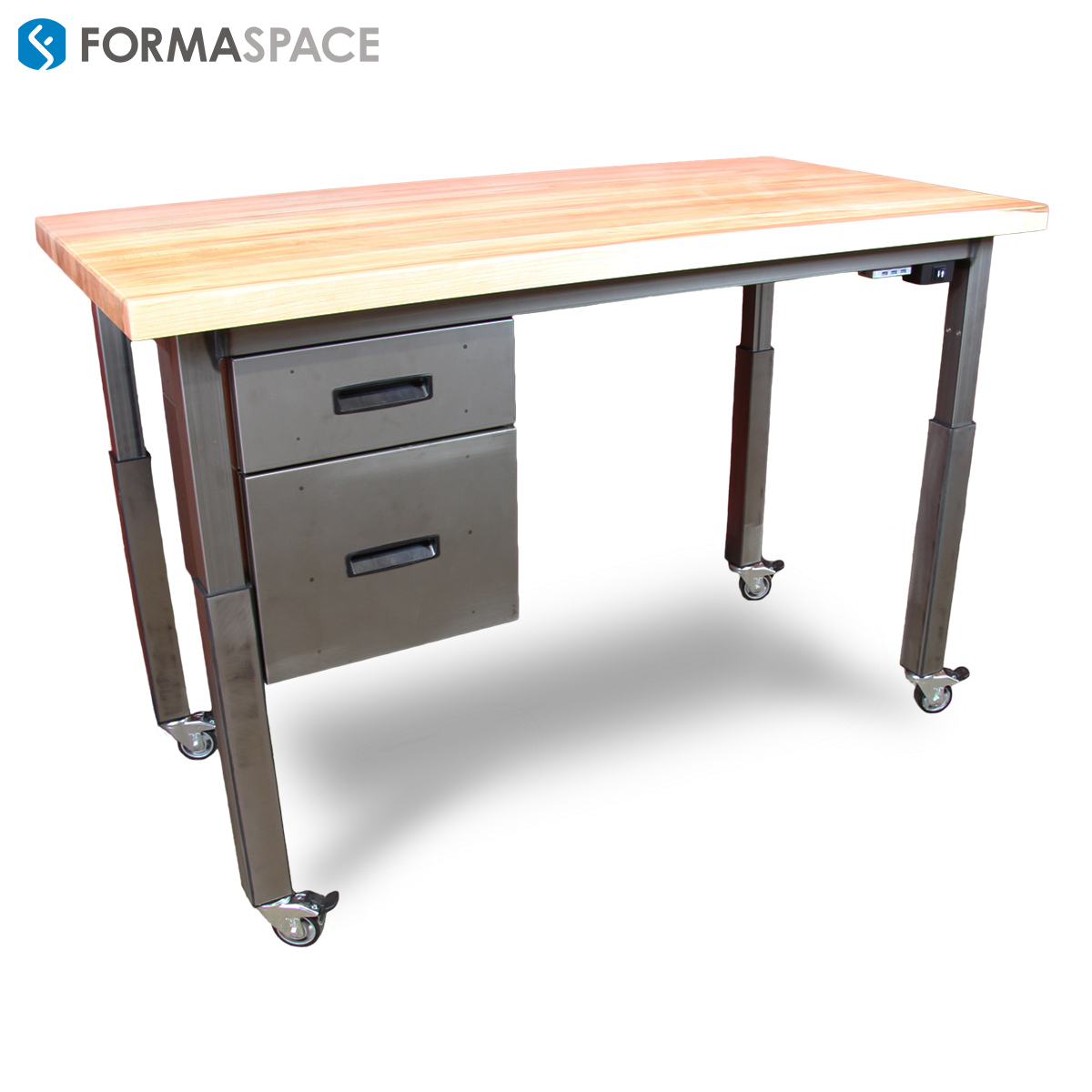 Formaspace Sit-to-Stand Maple Top Desk
