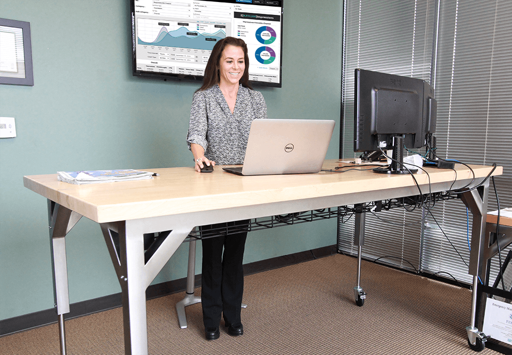 Industrial Looking Sit-to-Stand Desk - Manufactured by Formaspace