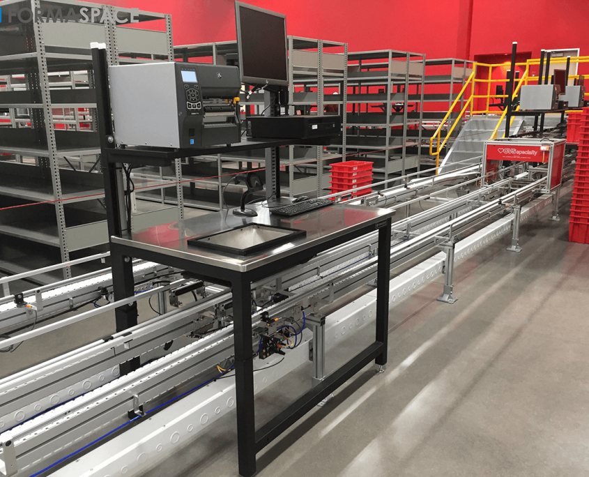 stainless steel countertop industrial workbench with upper storage