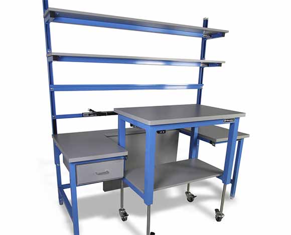 mobile cart attaches and detaches to workbench