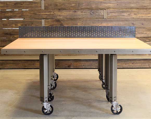Custom height-adjustable ping pong conference table