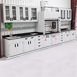 white lab casework with fume hood gallery image
