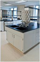 wet lab wall mounted peg board and double sink