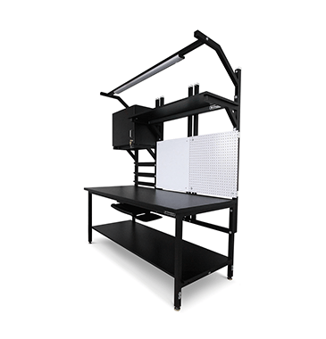 cleanroom laboratory mobile workbench with overhead lights