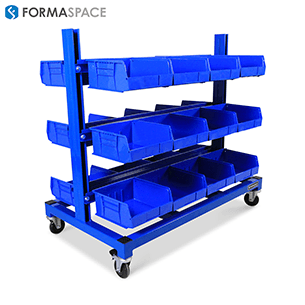 blue mobile bin rails cart