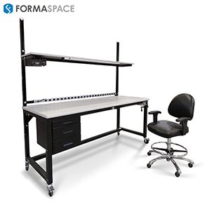 esd workbench with upper shelf and drawers