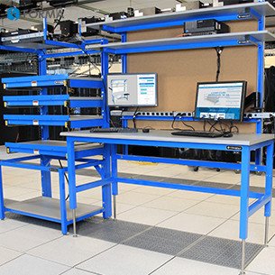 blue tech lab workstation with anti esd server rack