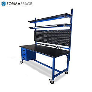 esd workbench with louvered back board and upper shelves