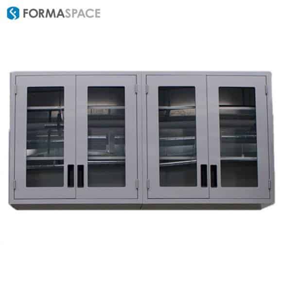 Steel Storage Cabinets with Glass Panes to View All Equipment