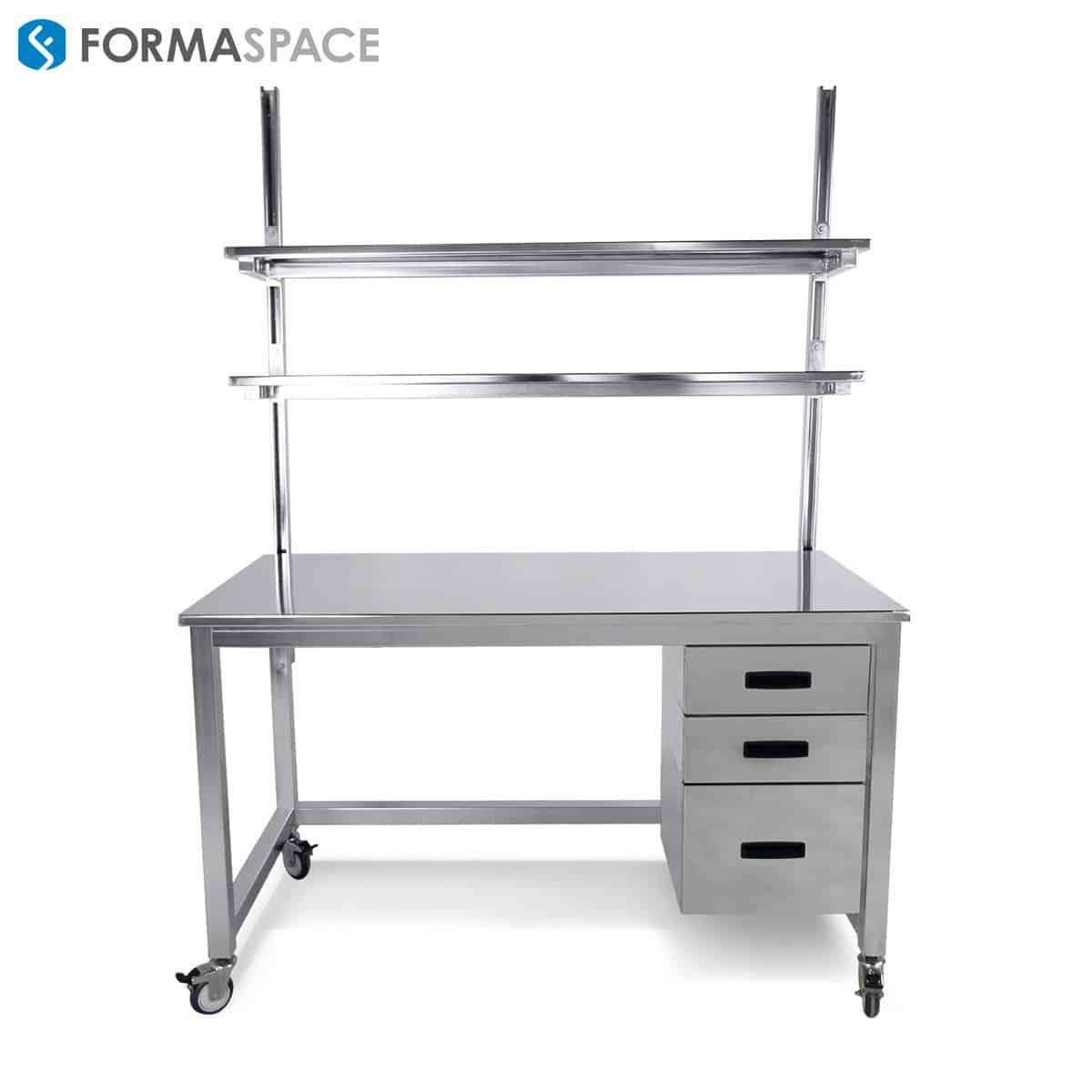 stainless steel workbench with 3 drawers