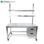 electropolished stainless steel workbench with lower storage