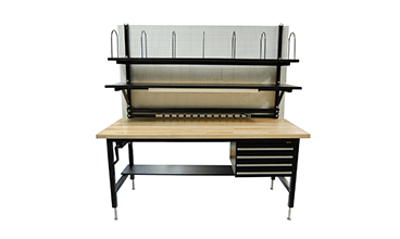 cleanroom laboratory mobile workbench with overhead lights