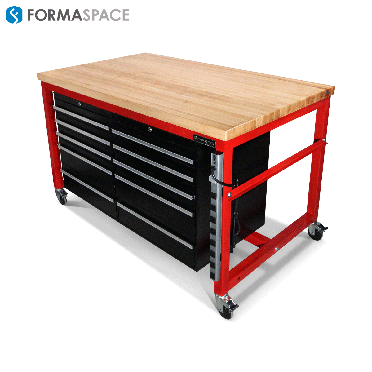 Red Mobile Tool Bench For Tire Supplier Formaspace