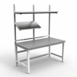 gray esd workbench with half tilted shelf