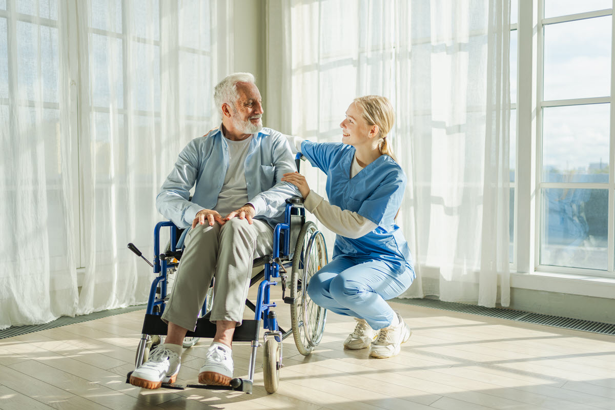 Retired or Paralyzed Patient in a Wheelchair