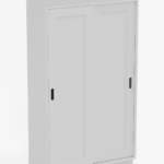 white storage cabinet with frosted glass