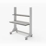 Mobile laboratory equipment rack with adjustable shelves