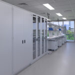 Laboratory storage cabinets with glass doors