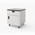 Mobile laboratory pedestal cabinet with drawer and door