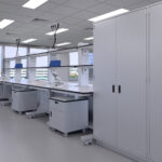 Ceiling-mounted laboratory service panels